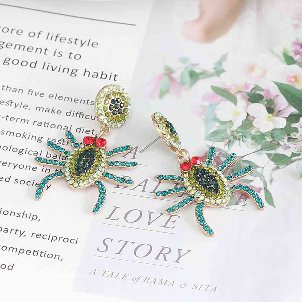 Spider Rhinestone Alloy Earrings BLUE ZONE PLANET