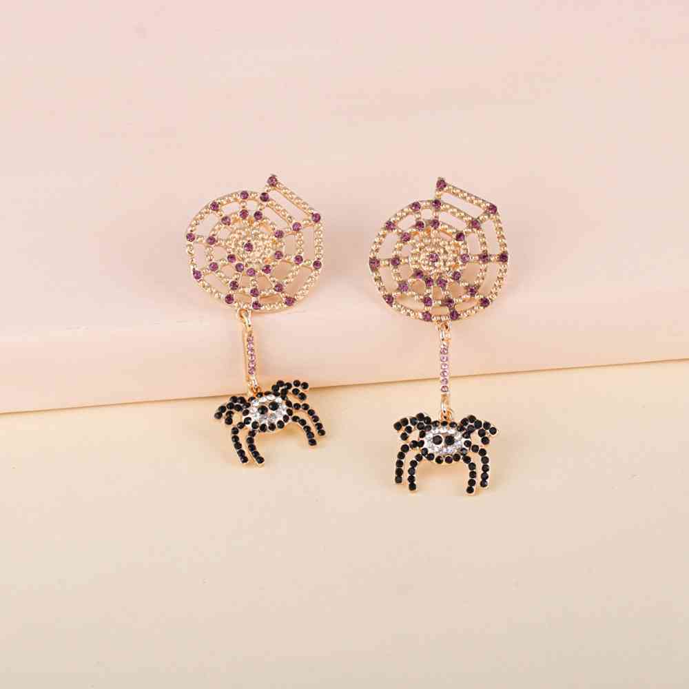 Spider Rhinestone Alloy Earrings BLUE ZONE PLANET
