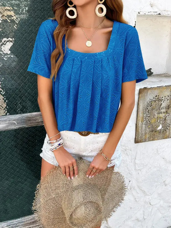 Spring and summer casual solid color short-sleeved T-shirt tops kakaclo
