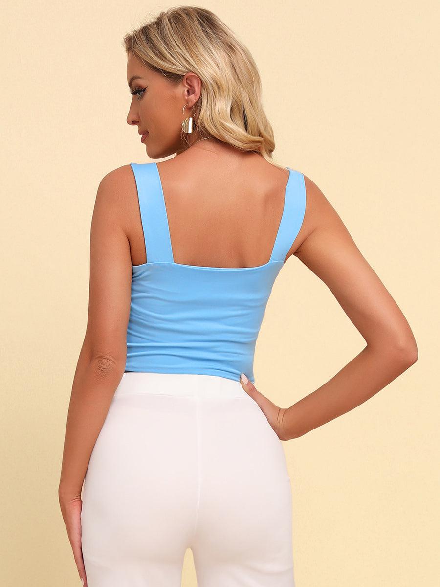 Square Neck Sleeveless Knit Top BLUE ZONE PLANET