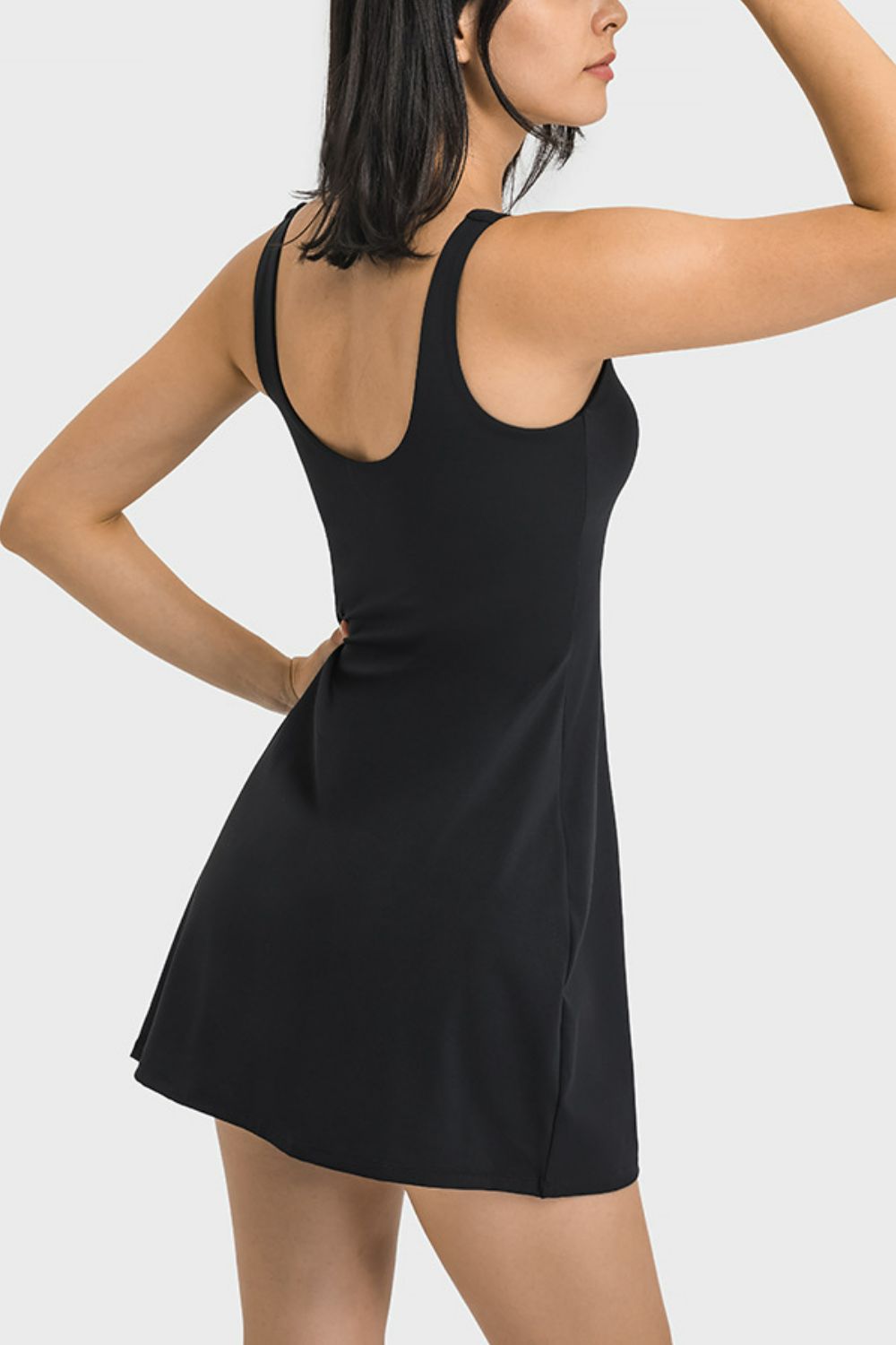 Square Neck Sports Tank Dress with Full Coverage Bottoms BLUE ZONE PLANET