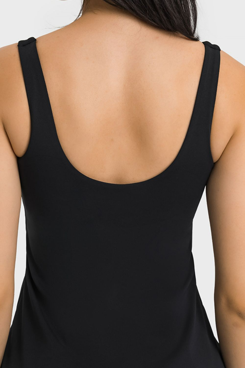 Square Neck Sports Tank Dress with Full Coverage Bottoms BLUE ZONE PLANET