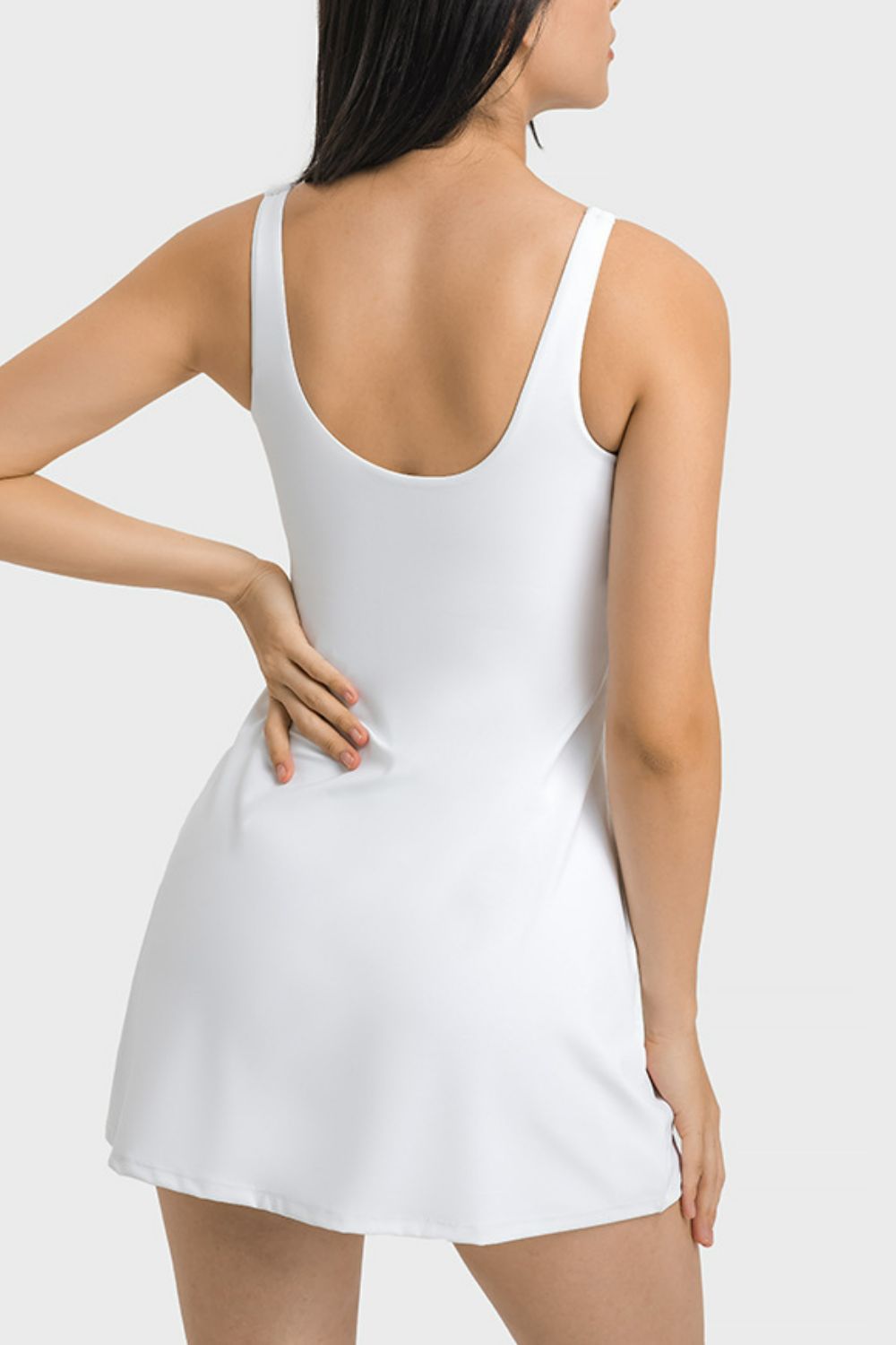 Square Neck Sports Tank Dress with Full Coverage Bottoms BLUE ZONE PLANET