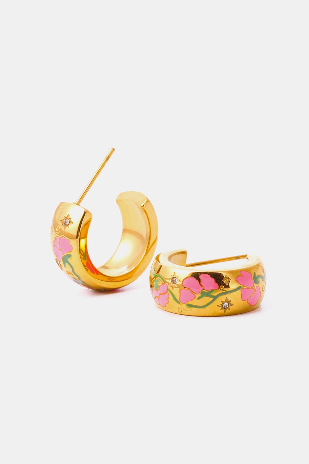 Stainless Steel 18K Gold Plated Ring Shape C-Hoop Earrings BLUE ZONE PLANET