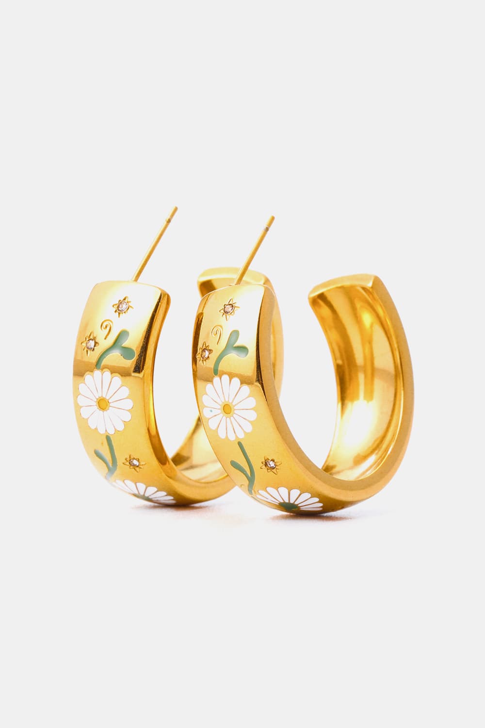 Stainless Steel 18K Gold Plated Ring Shape C-Hoop Earrings BLUE ZONE PLANET