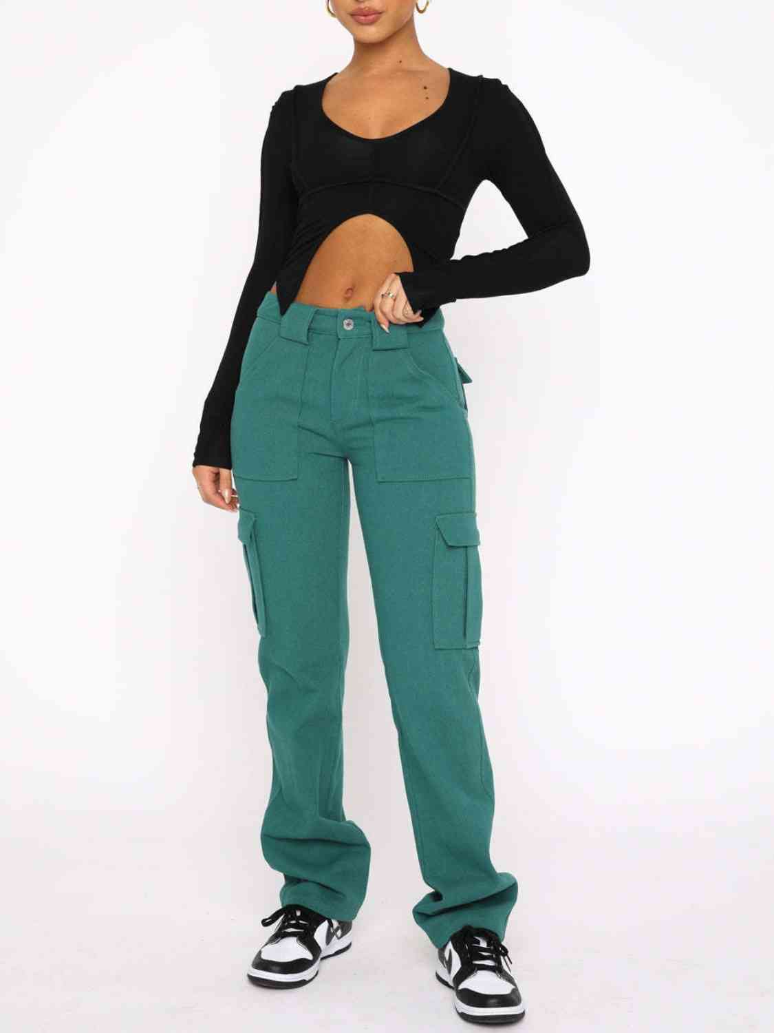 Straight Leg Cargo Pants BLUE ZONE PLANET