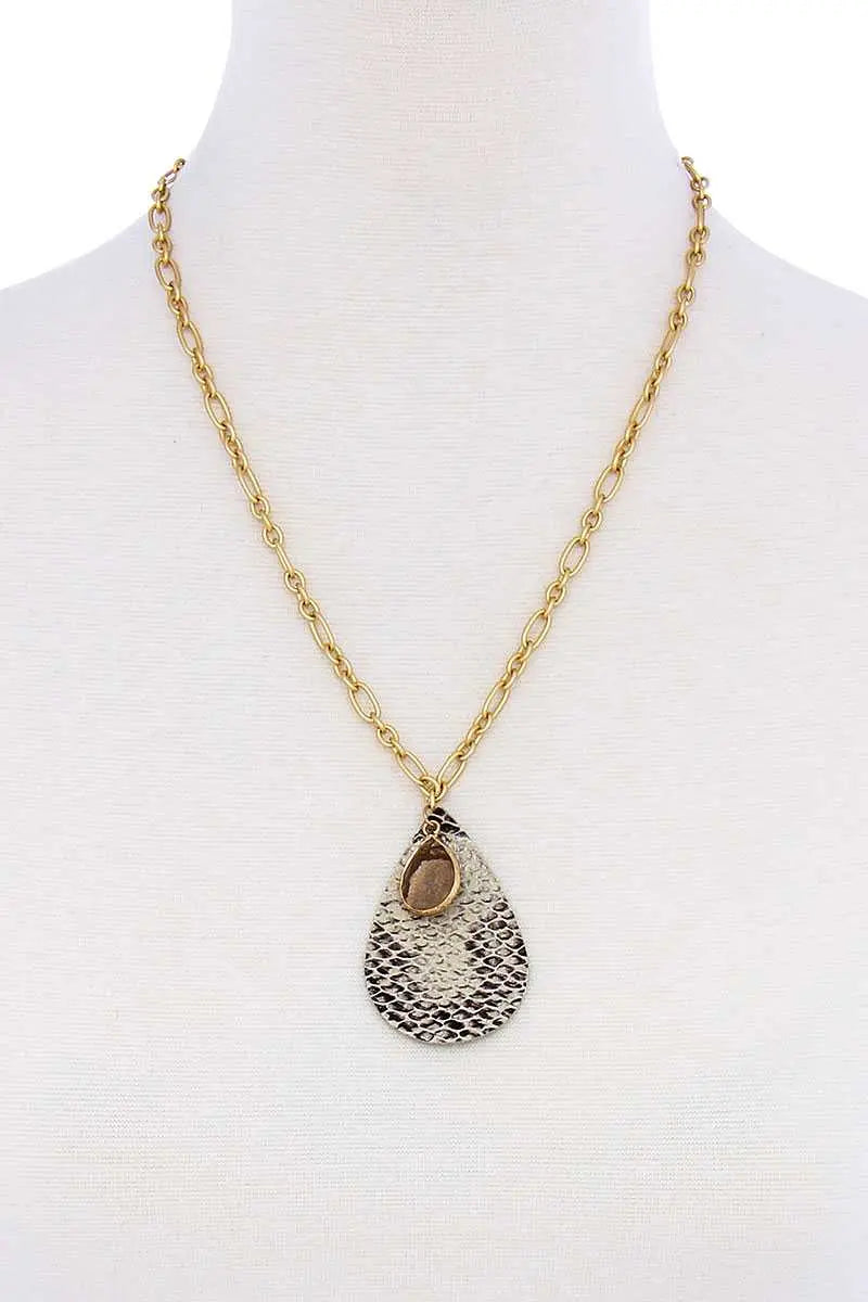 Stylish Tear Drop Shape Chain Necklace Blue Zone Planet