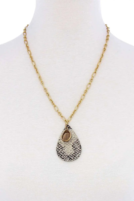 Stylish Tear Drop Shape Chain Necklace Blue Zone Planet