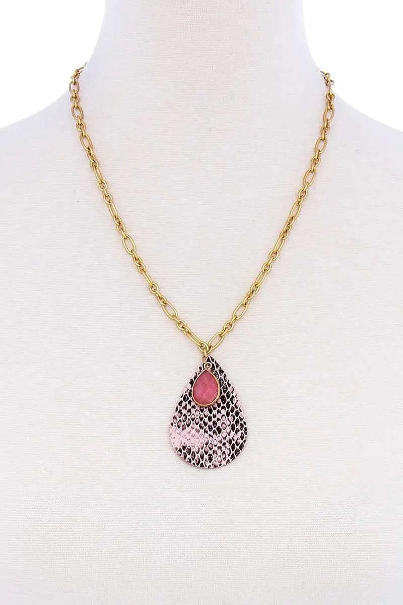 Stylish Tear Drop Shape Chain Necklace Blue Zone Planet