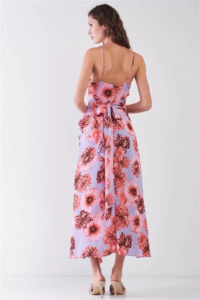 Summer Sunset Floral Sleeveless Midi Dress Blue Zone Planet