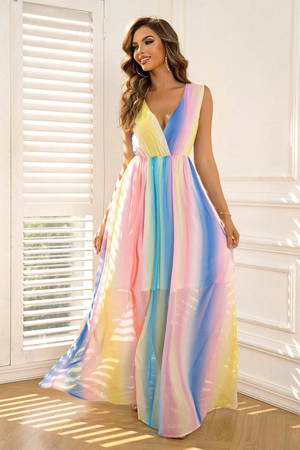 Surplice Neck Sleeveless Maxi Dress BLUE ZONE PLANET