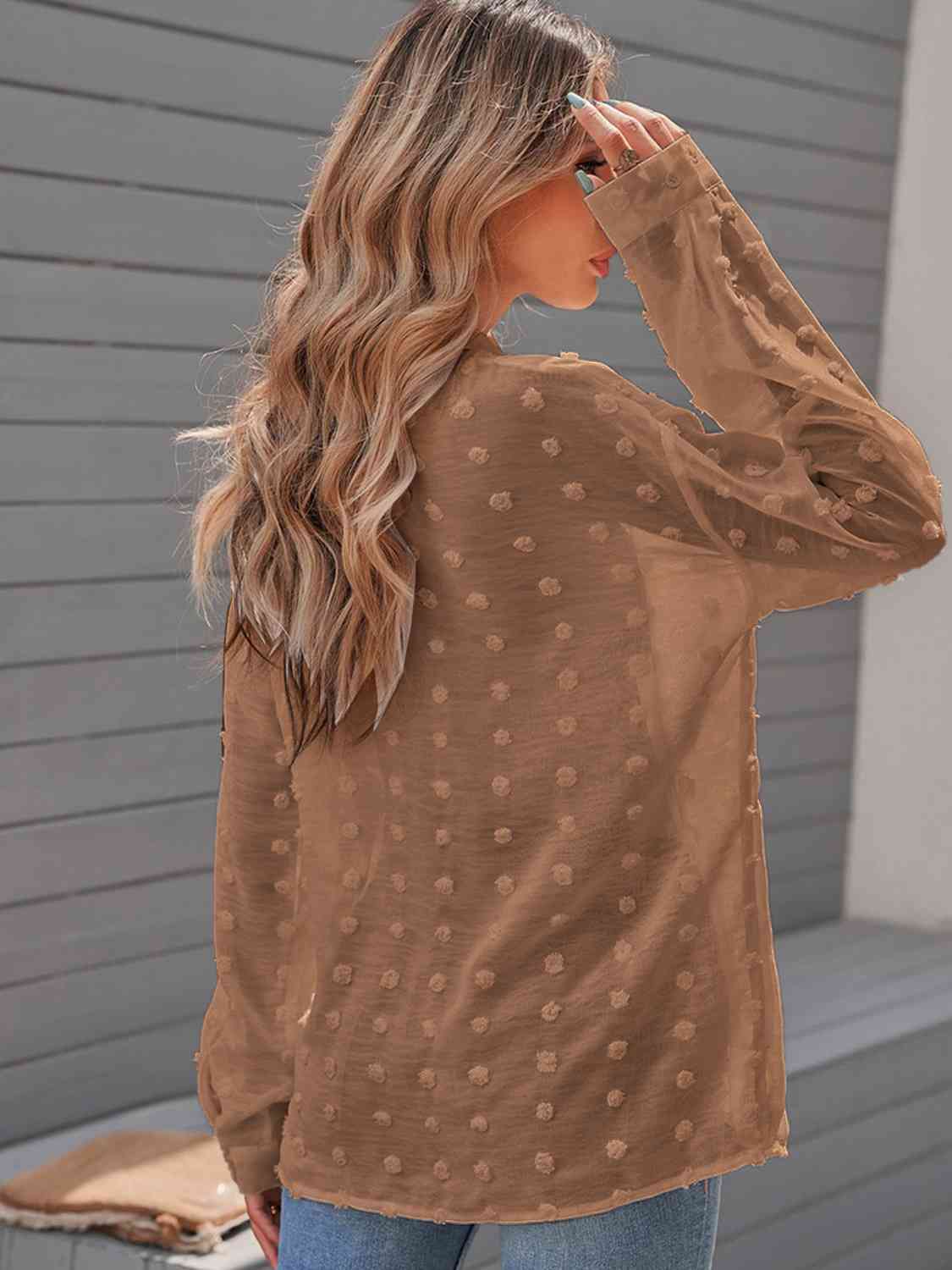 Swiss Dot Drop Shoulder Shirt BLUE ZONE PLANET