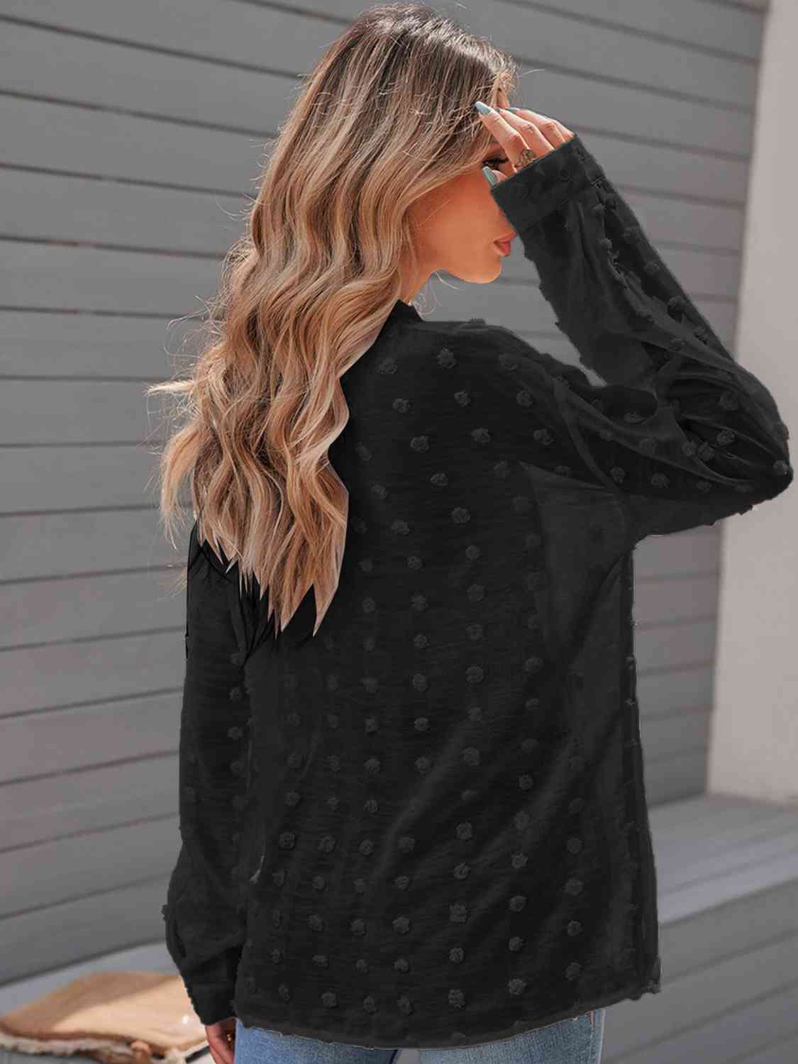 Swiss Dot Drop Shoulder Shirt BLUE ZONE PLANET