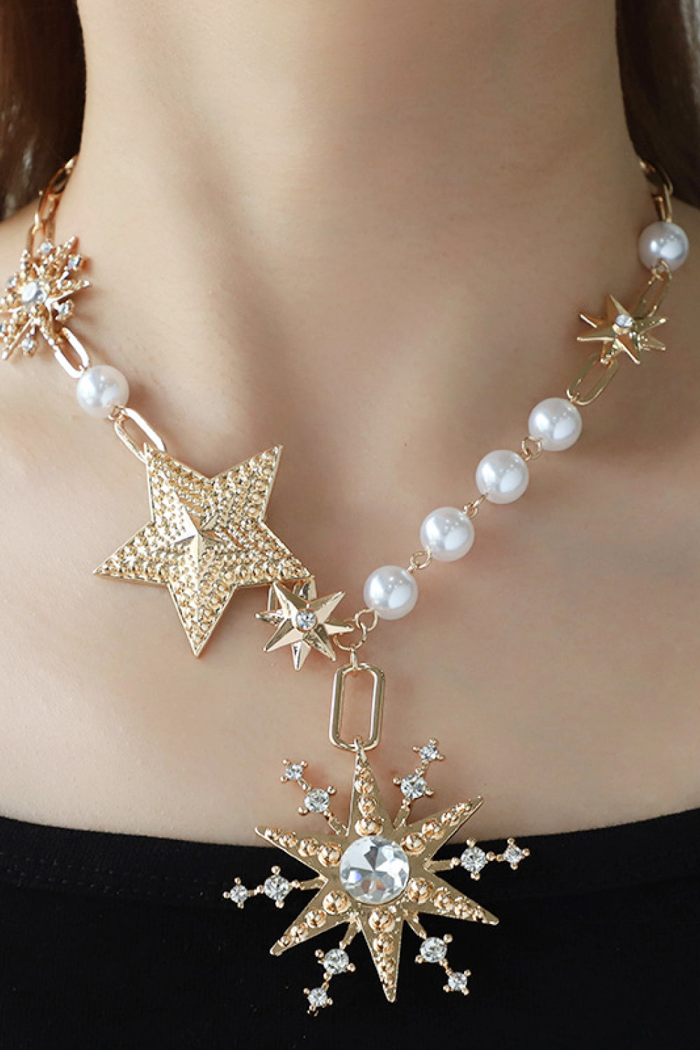Synthetic Pearl Star Shape Alloy Necklace BLUE ZONE PLANET