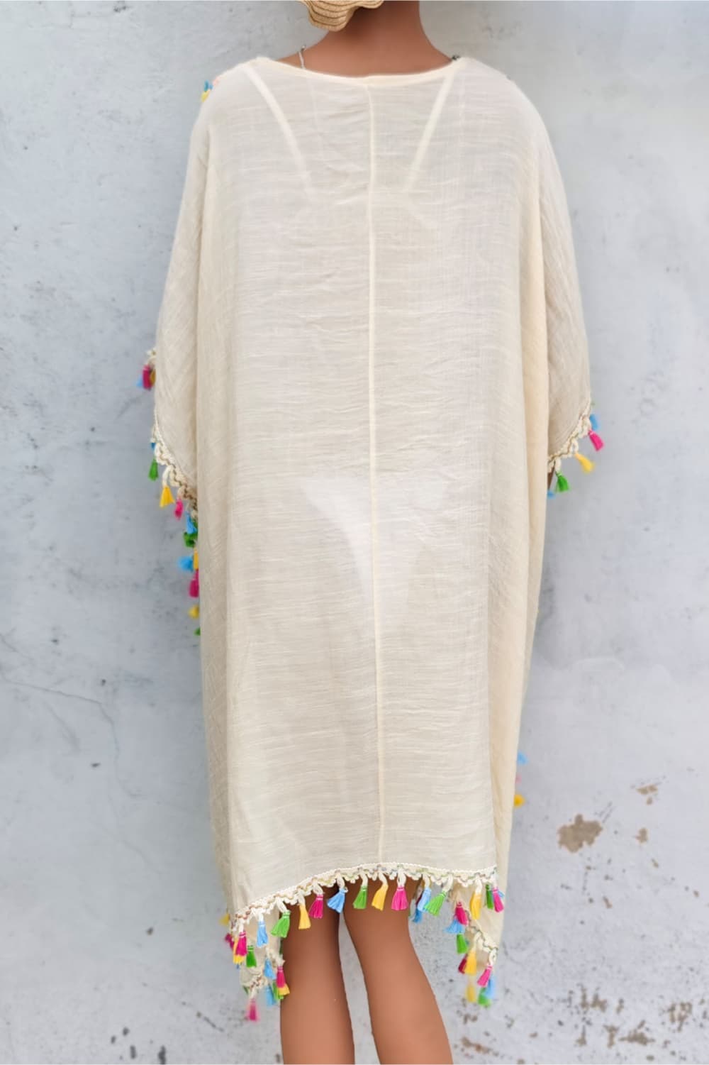 Tassel Detail Embroidery Dress BLUE ZONE PLANET