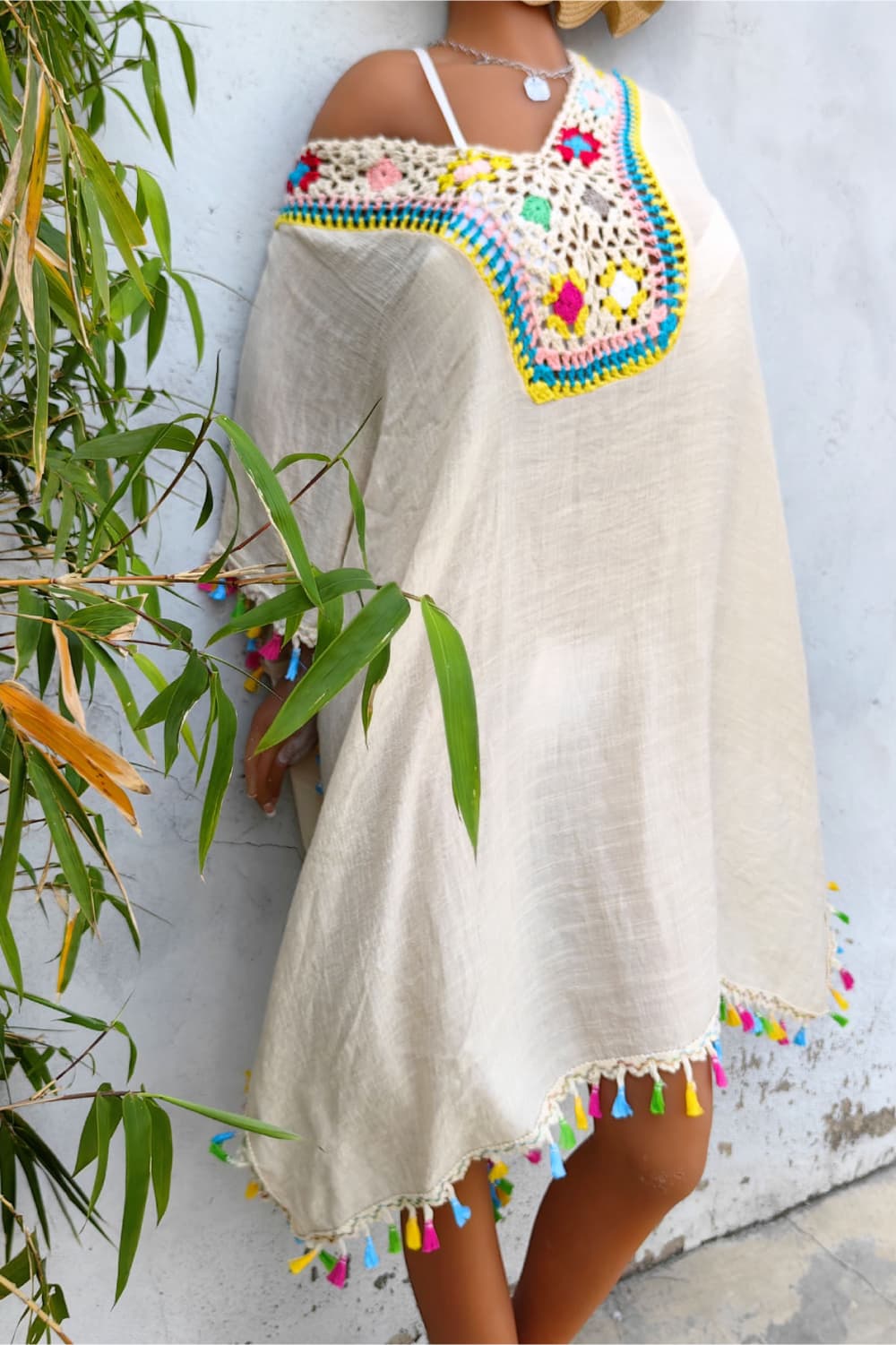 Tassel Detail Embroidery Dress BLUE ZONE PLANET