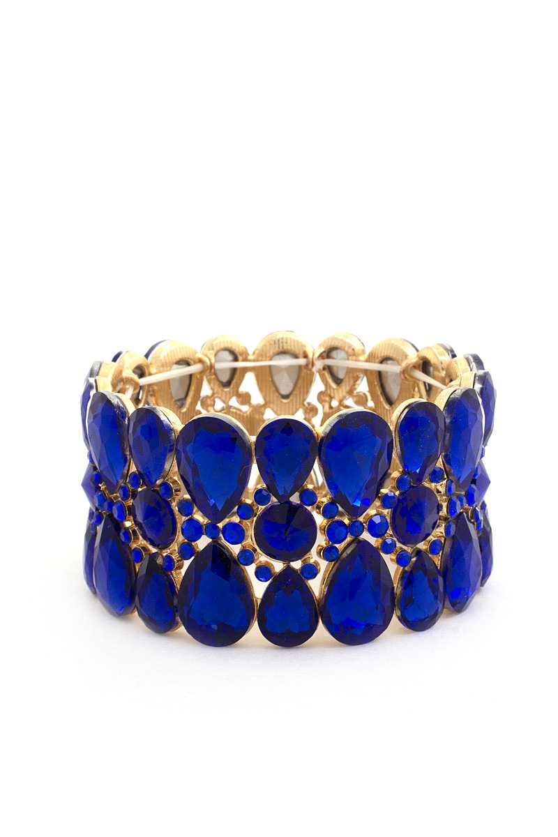 Teardrop Pattern Rhinestone Bracelet Blue Zone Planet