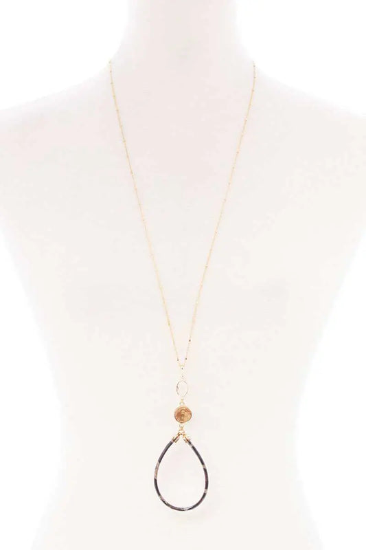 Teardrop Pendant Long Necklace Blue Zone Planet
