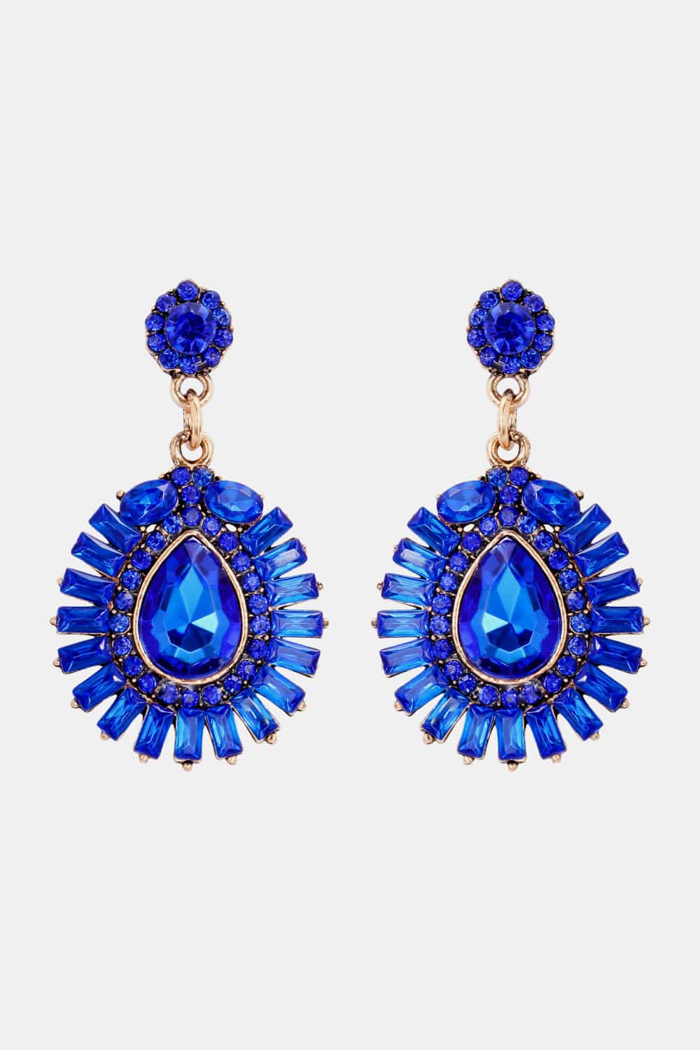 Teardrop Shape Glass Stone Dangle Earrings BLUE ZONE PLANET