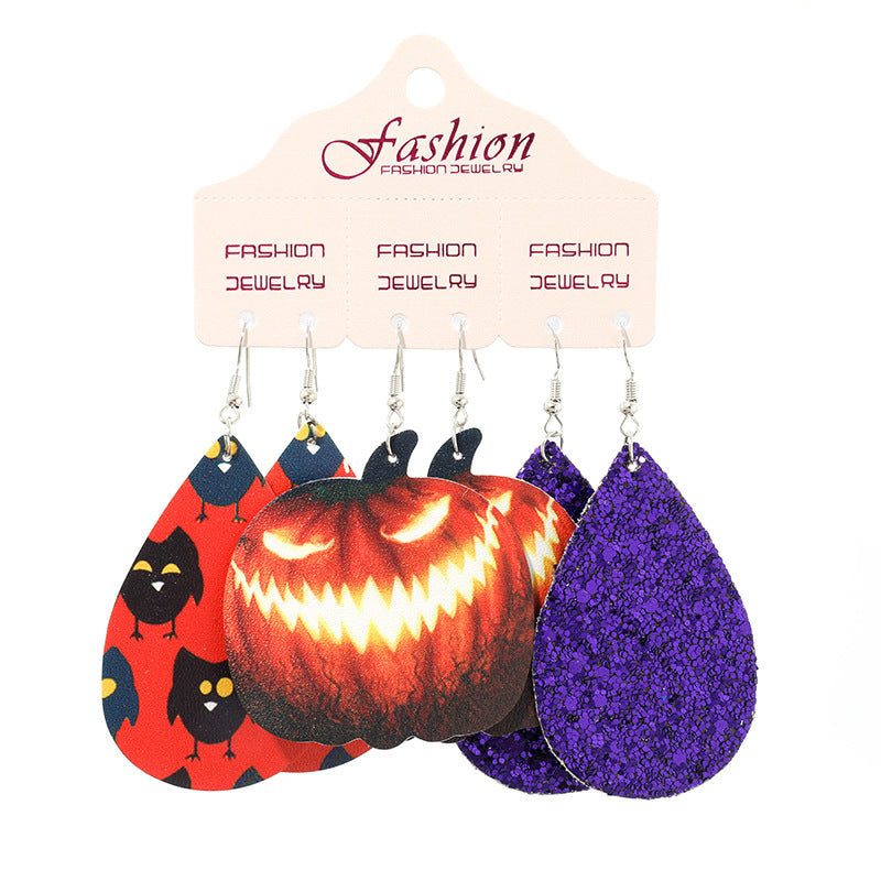 Teardrop Shape Halloween Theme Dangle Earrings BLUE ZONE PLANET