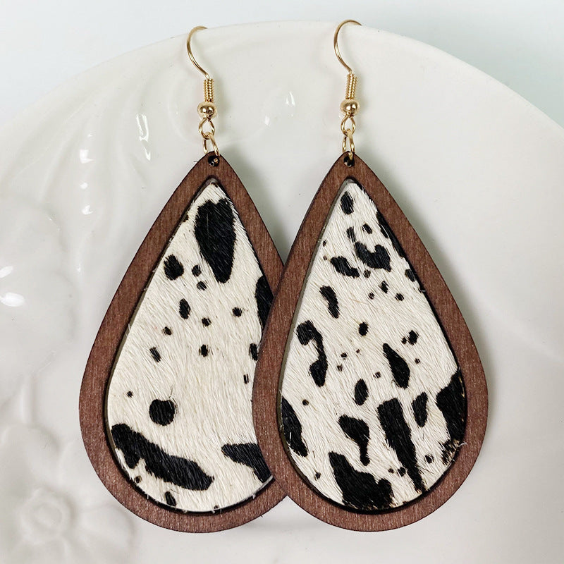 Teardrop Shape Wooden Dangle Earrings BLUE ZONE PLANET