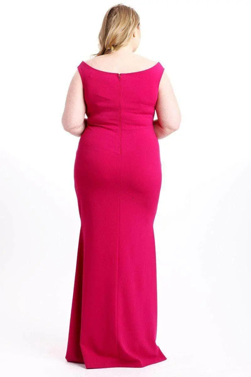 Techno Crepe Stretch Off The Shoulder Dress Blue Zone Planet