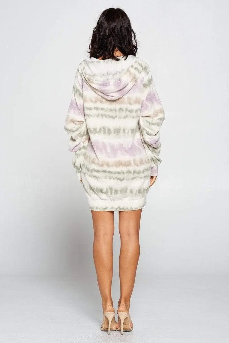 Terry Brushed Print Sweater Dress Blue Zone Planet