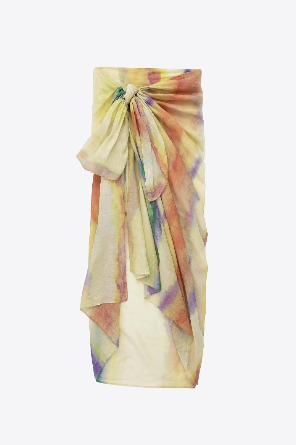 Tie-Dye Long Sleeve Shirt and Tied Skirt Set BLUE ZONE PLANET