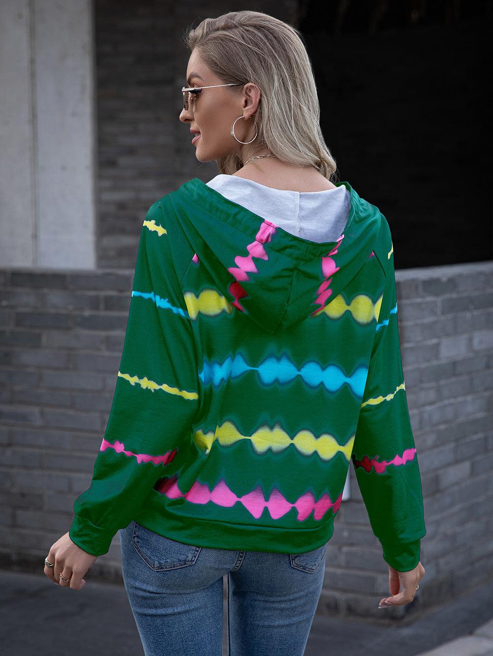 Tie Dye Raglan Sleeve Hoodie BLUE ZONE PLANET