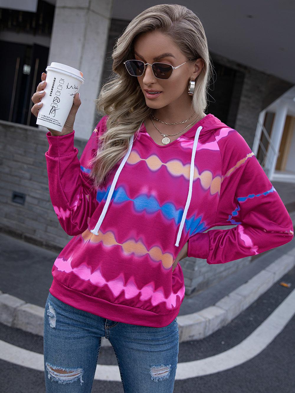 Tie Dye Raglan Sleeve Hoodie BLUE ZONE PLANET
