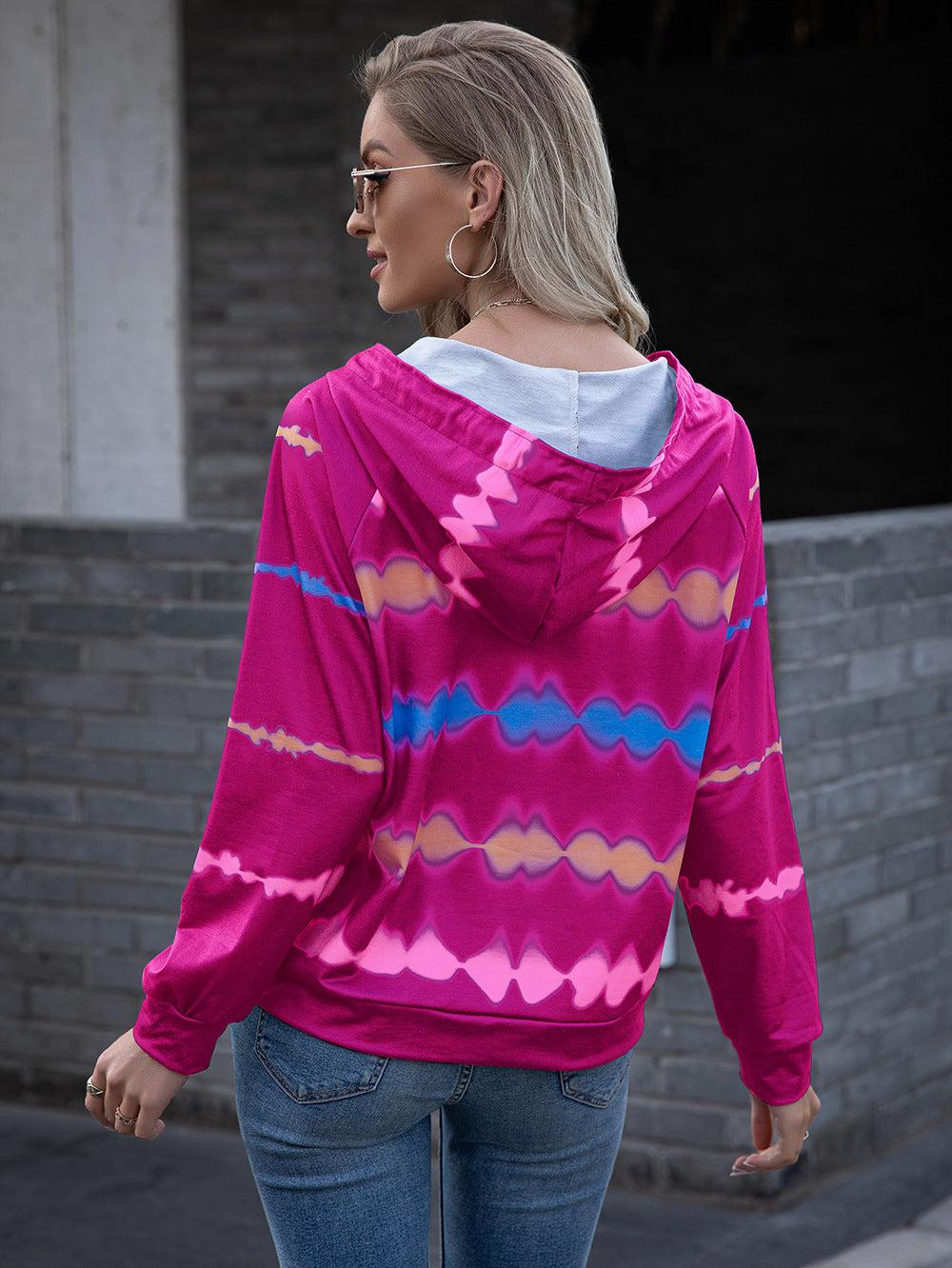 Tie Dye Raglan Sleeve Hoodie BLUE ZONE PLANET
