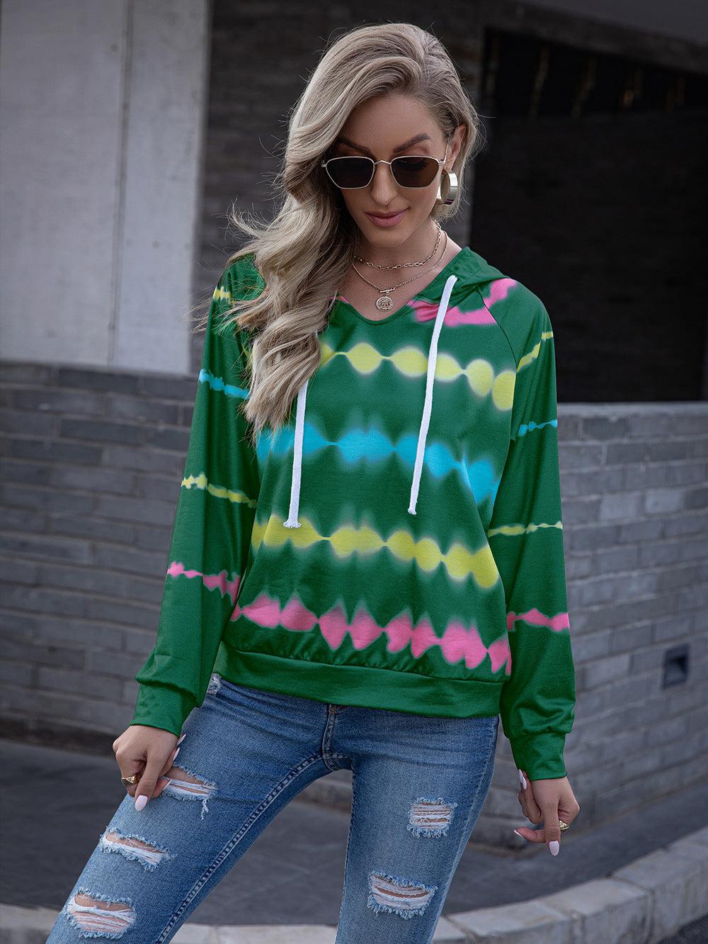 Tie Dye Raglan Sleeve Hoodie BLUE ZONE PLANET
