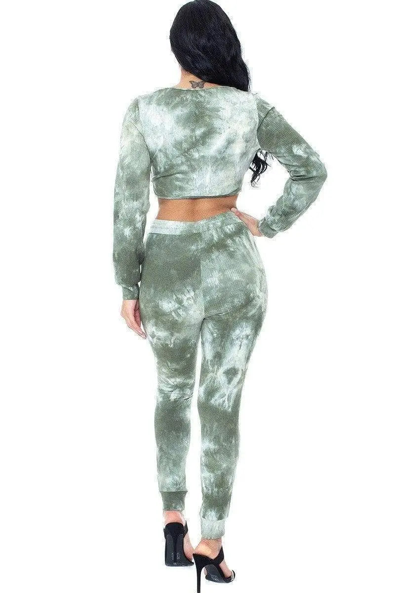 Tie-Dye Ribbed Sweater Set Blue Zone Planet
