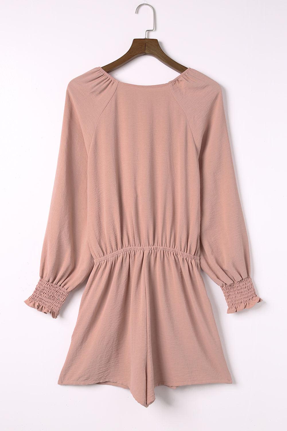 Tied Flounce Sleeve Plunge Romper BLUE ZONE PLANET