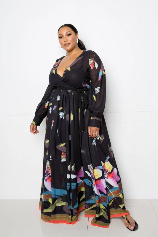 Tropical Print Maxi Dress Blue Zone Planet