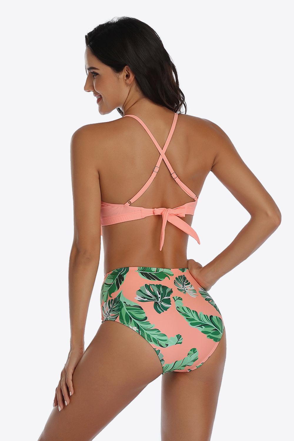 Tropical Print Ruffled Two-Piece Swimsuit BLUE ZONE PLANET