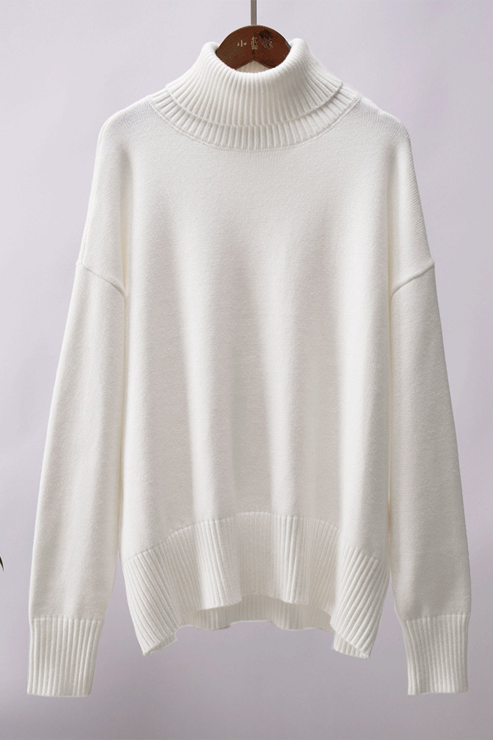 Turtle Neck Dropped Shoulder Sweater BLUE ZONE PLANET