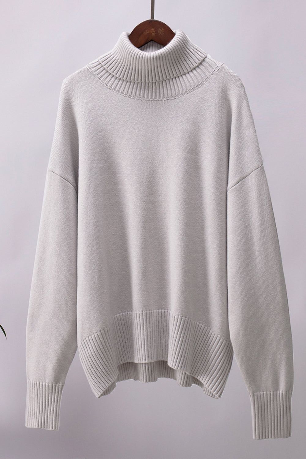 Turtle Neck Dropped Shoulder Sweater BLUE ZONE PLANET