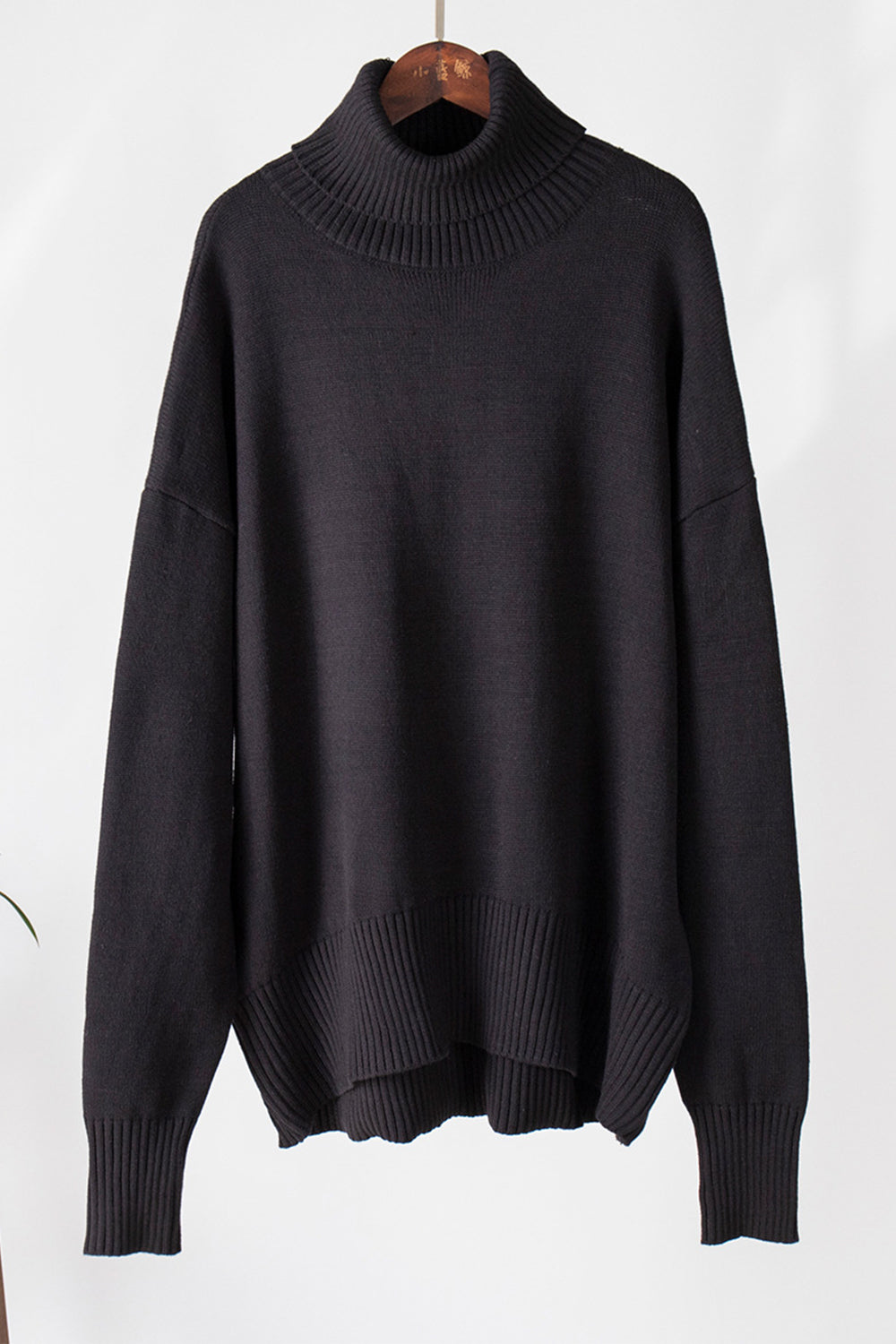 Turtle Neck Dropped Shoulder Sweater BLUE ZONE PLANET