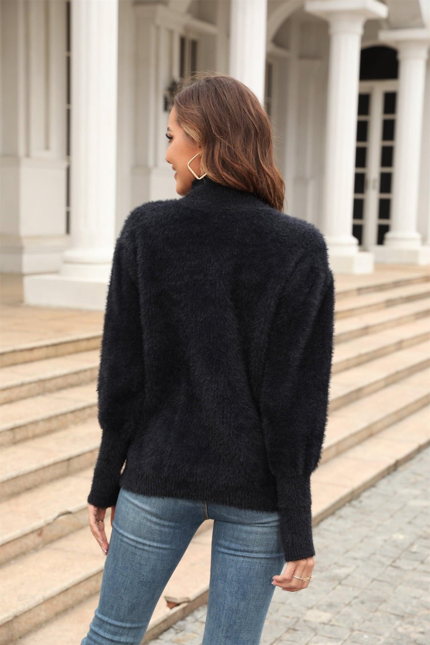 Turtle Neck Long Sleeve Pullover Sweater BLUE ZONE PLANET