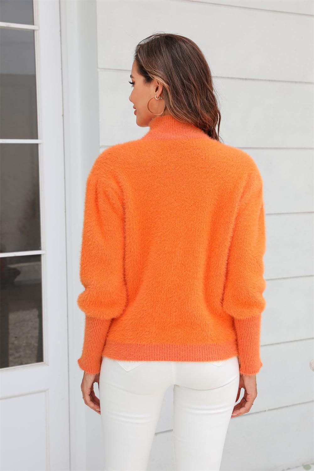 Turtle Neck Long Sleeve Pullover Sweater BLUE ZONE PLANET