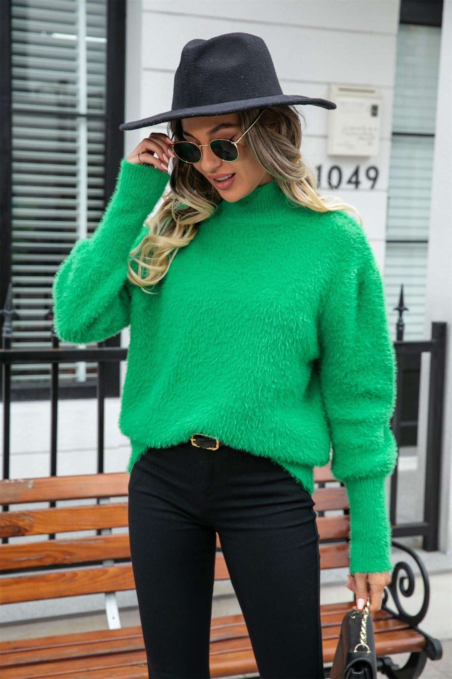 Turtle Neck Long Sleeve Pullover Sweater BLUE ZONE PLANET