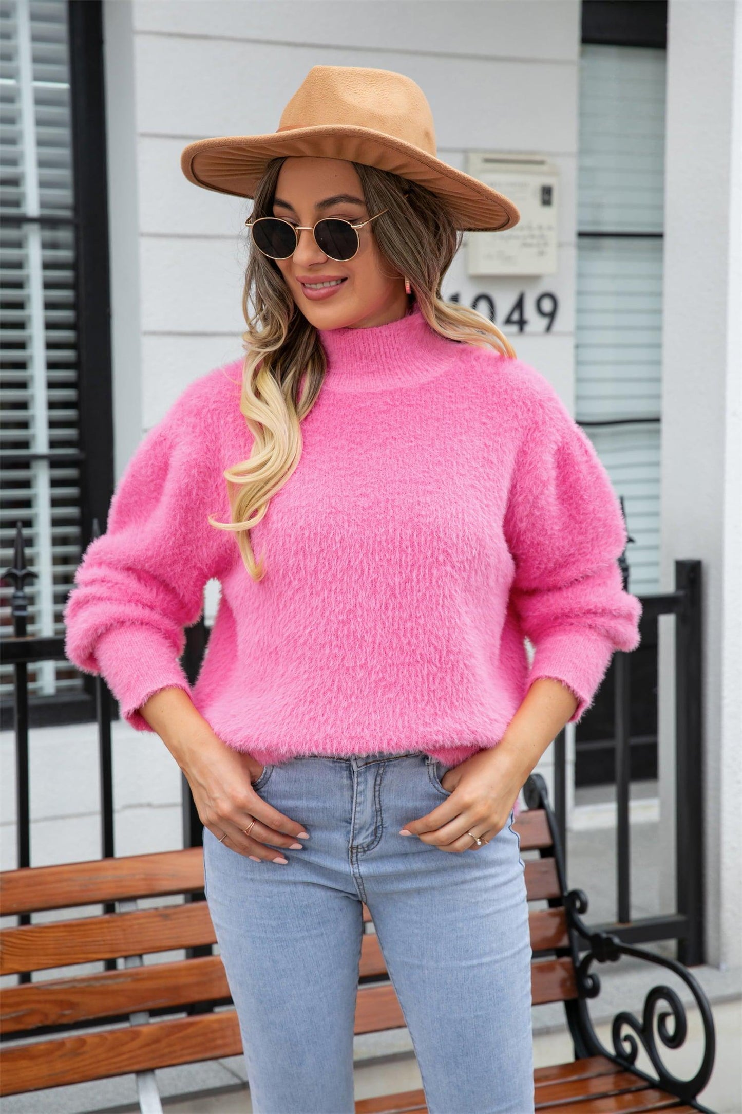 Turtle Neck Long Sleeve Pullover Sweater BLUE ZONE PLANET
