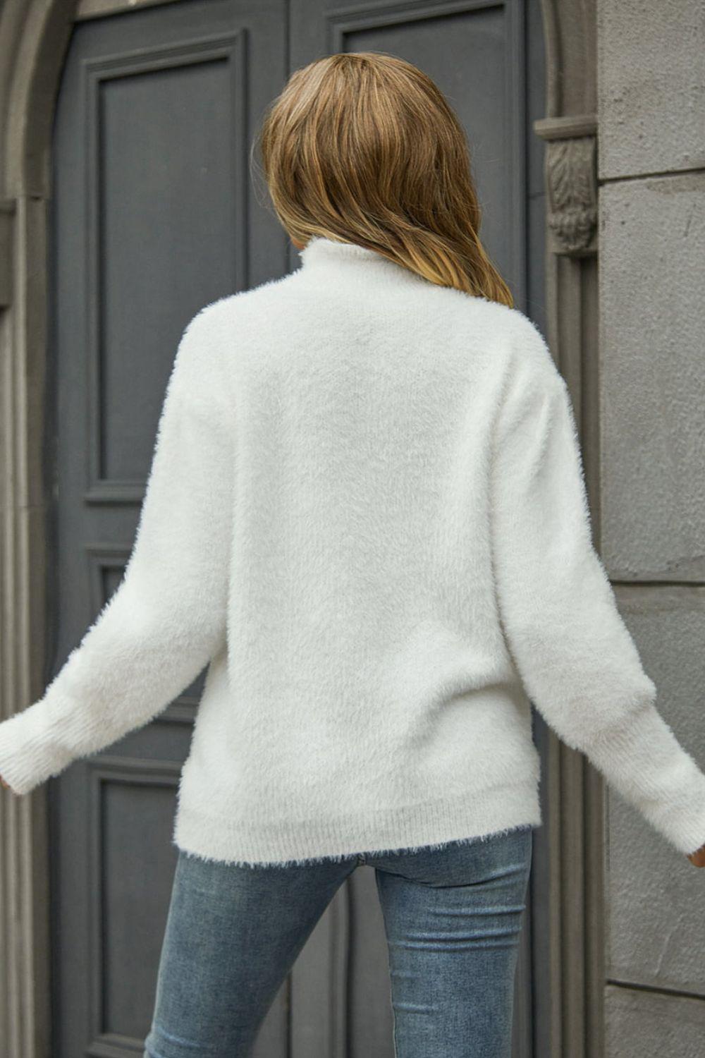 Turtle Neck Long Sleeve Pullover Sweater BLUE ZONE PLANET