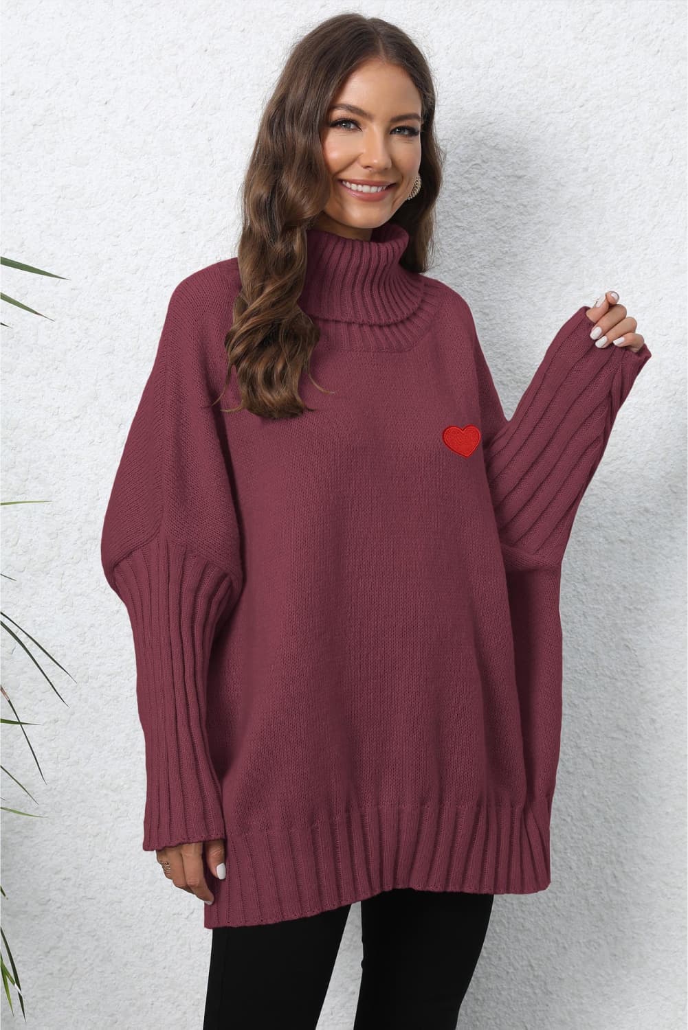 Turtle Neck Long Sleeve Ribbed Sweater BLUE ZONE PLANET