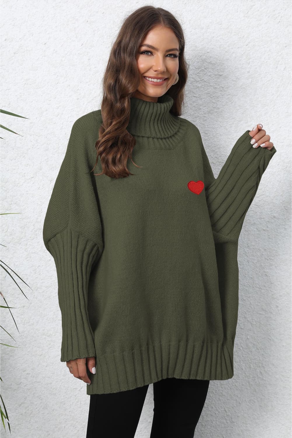 Turtle Neck Long Sleeve Ribbed Sweater BLUE ZONE PLANET