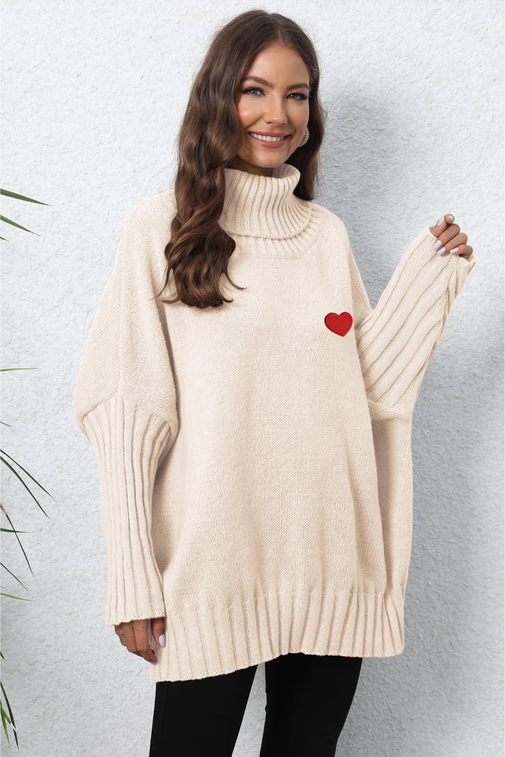 Turtle Neck Long Sleeve Ribbed Sweater BLUE ZONE PLANET