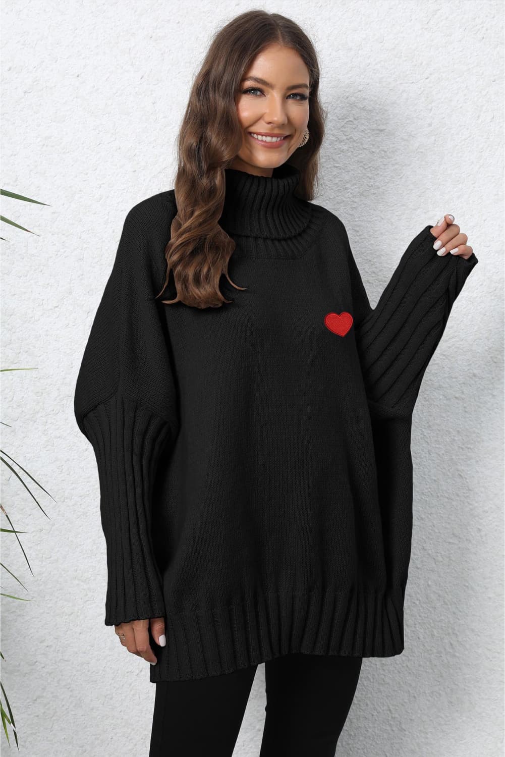 Turtle Neck Long Sleeve Ribbed Sweater BLUE ZONE PLANET