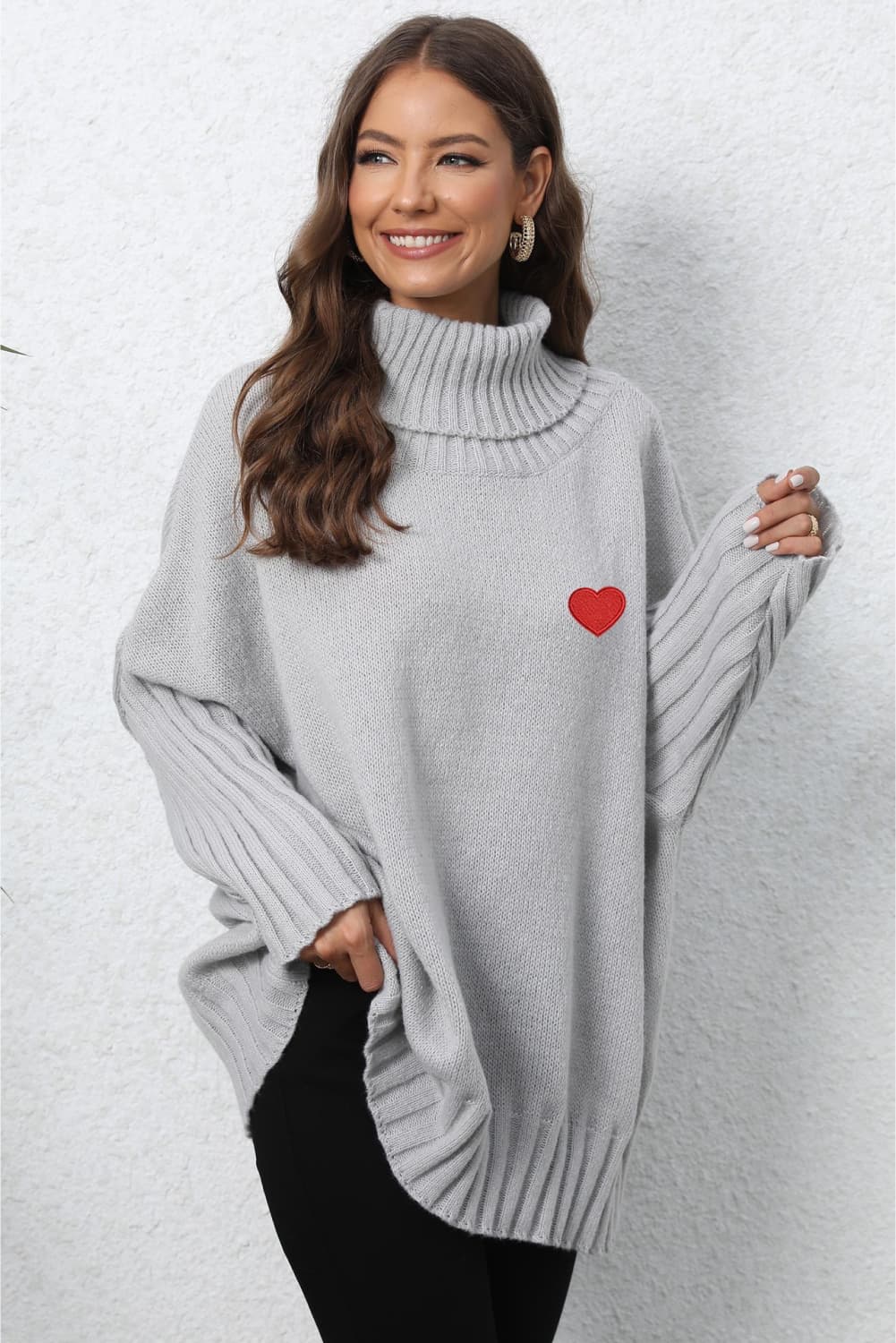 Turtle Neck Long Sleeve Ribbed Sweater BLUE ZONE PLANET