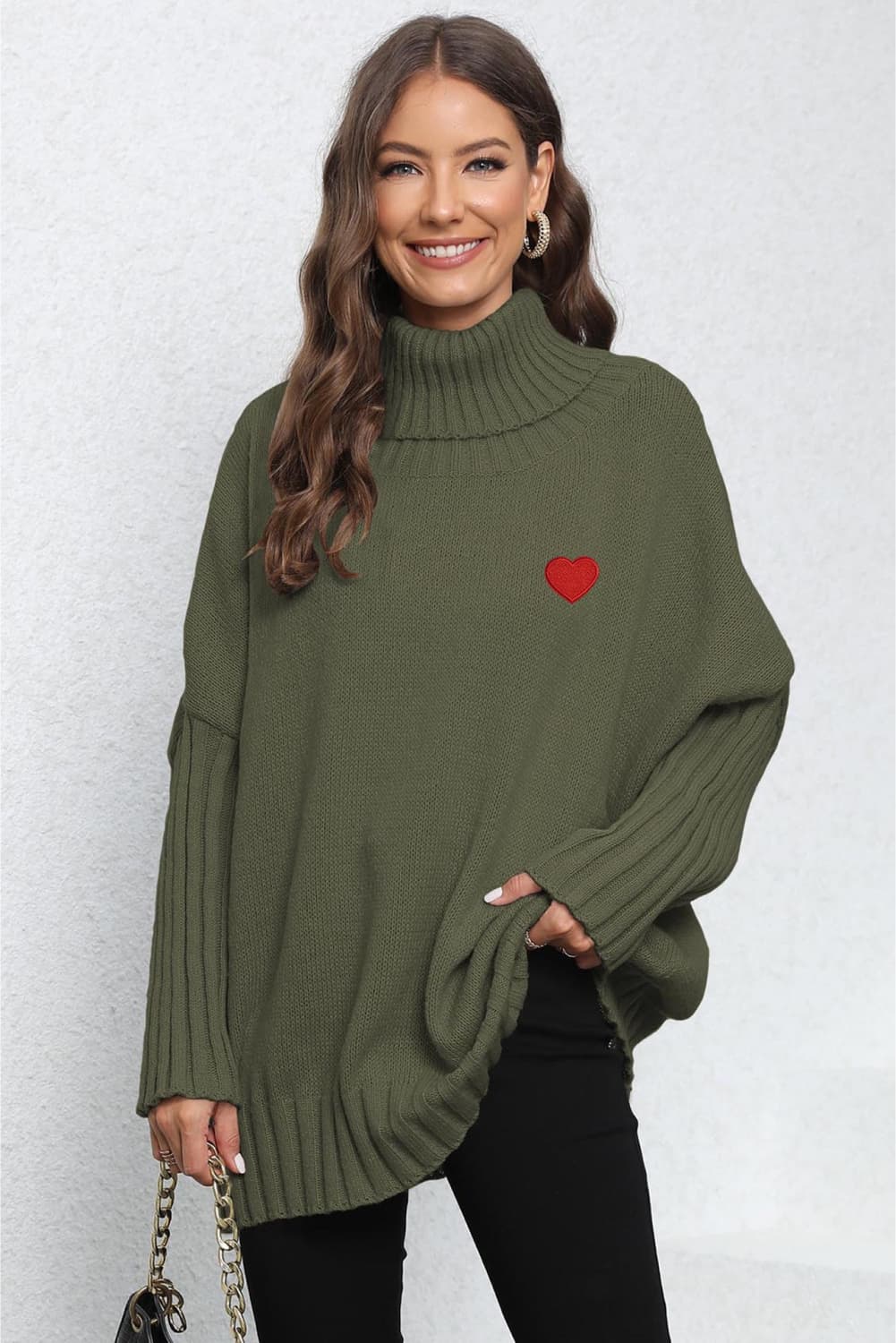 Turtle Neck Long Sleeve Ribbed Sweater BLUE ZONE PLANET